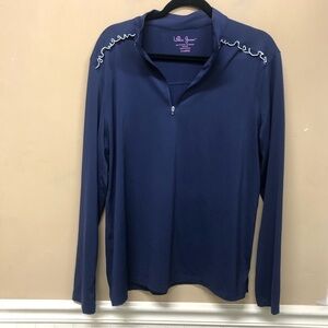 Lillie Green Blue Golf Tennis Long Sleeve 1/4 Zip Shirt Size XL